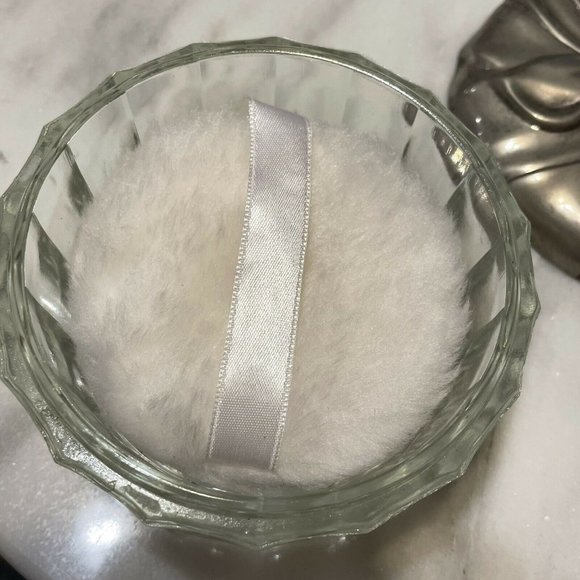 Vtg 50 Godinger Silver Glass Vanity Powder Puff - Picture 3 of 11